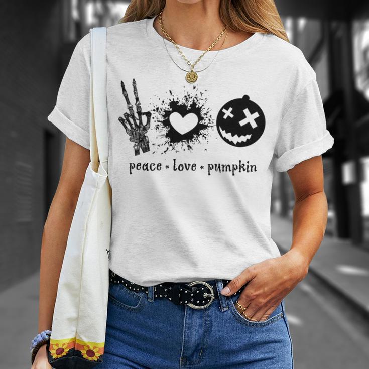 Peace Love Pumpkin Halloween Unisex T-Shirt Gifts for Her