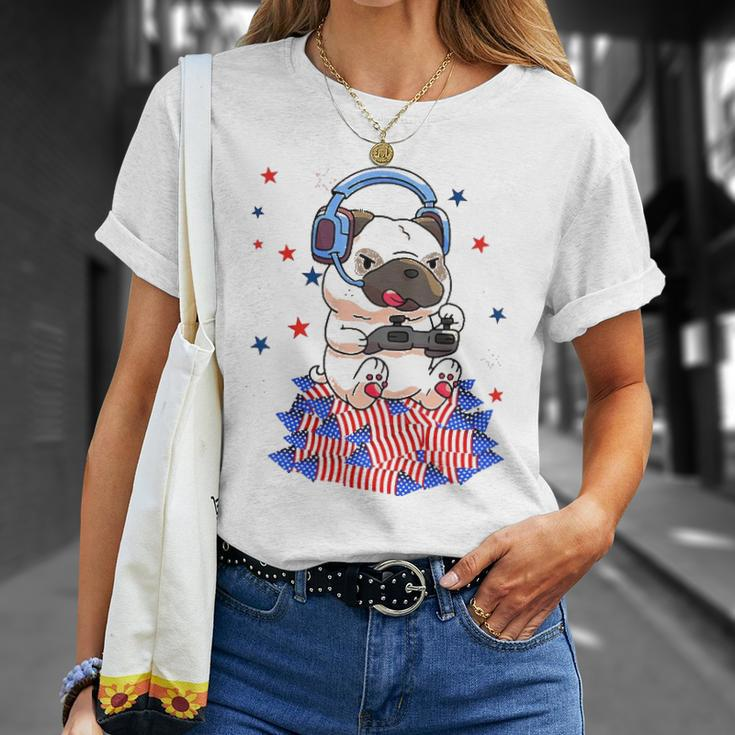 Pug Game Puppy Controller 4Th Of July Boys Kids Video Gamer Unisex T-Shirt Gifts for Her