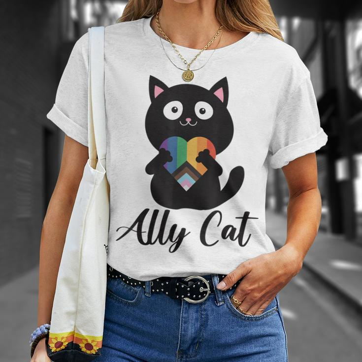 Rainbow Ally Cat Lgbt Gay Pride Flag Heart Men Women Kids Unisex T-Shirt Gifts for Her