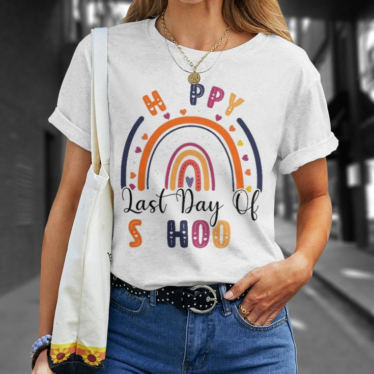 Rainbow Happy Last Day Of School Teacher Student Graduation Unisex T-Shirt Gifts for Her
