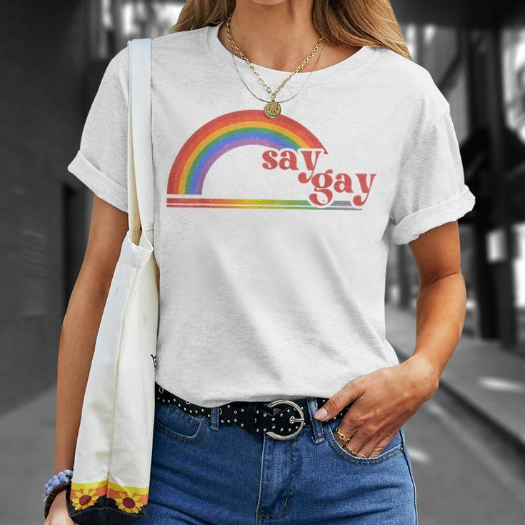 Rainbow Say Gay Protect Queer Kids Pride Month Lgbt Unisex T-Shirt Gifts for Her