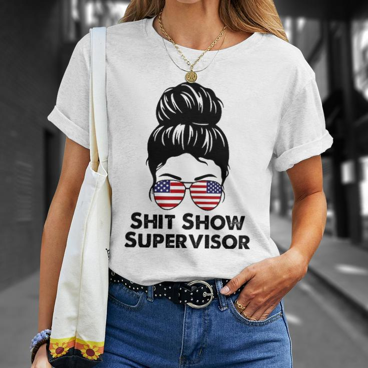 Shit Show Supervisor Funny Mom Dad Boss Manager Teacher Unisex T-Shirt Gifts for Her
