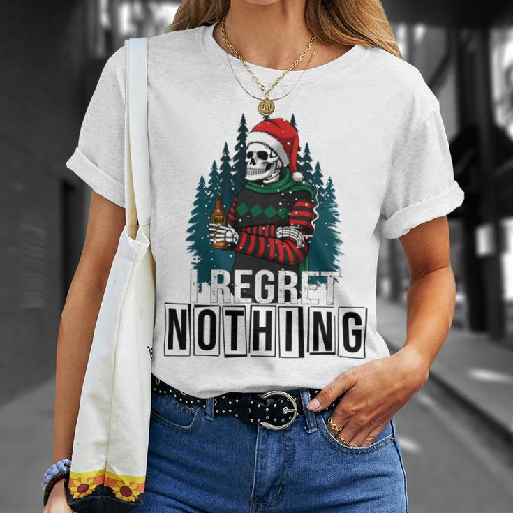 Skeleton Santa I Regret Nothing Christmas Unisex T-Shirt Gifts for Her