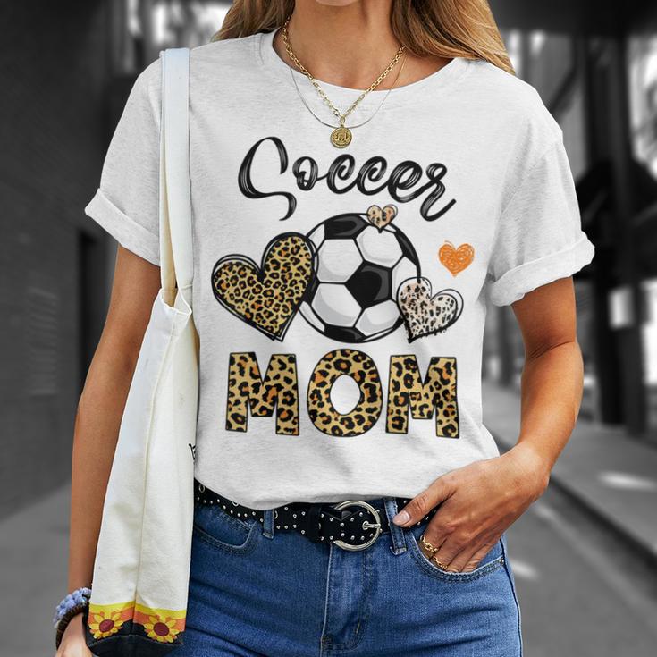 Soccer Mom Game Day Cheer Mom Leopard Mothers Day Unisex T-Shirt Gifts for Her