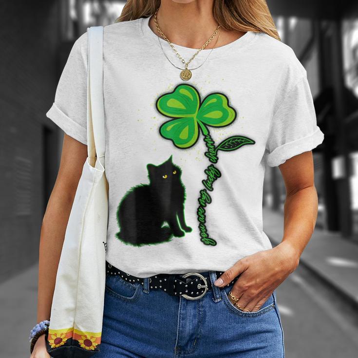 St Patricks Day Black Cat My Lucky Charm Unisex T-Shirt Gifts for Her