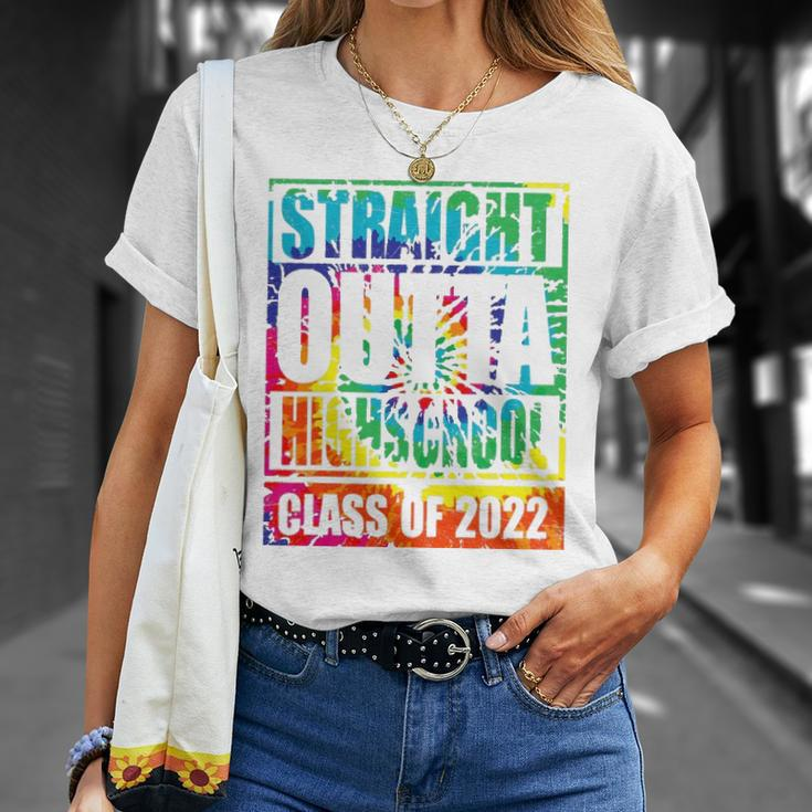 Straight Outta High School Class Of 2022 Graduation Tie Dye Unisex T-Shirt Gifts for Her