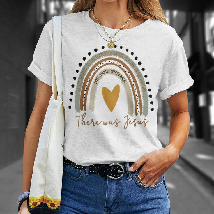There Was Jesus Unisex Christian Religious Rainbow Vintage Unisex T-Shirt Gifts for Her