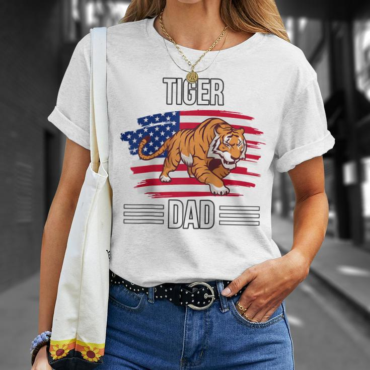 Tiger Us Flag 4Th Of July Fathers Day Tiger Dad Unisex T-Shirt Gifts for Her