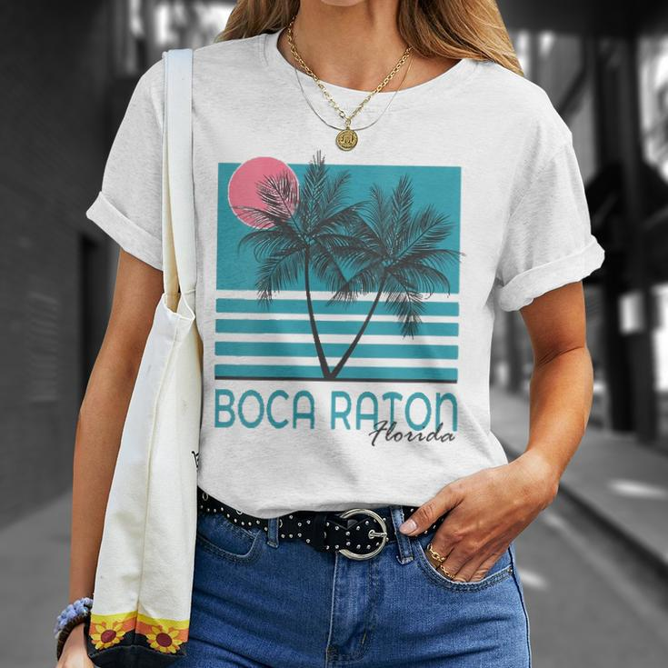 Womens Boca Raton Florida Souvenirs Fl Palm Tree Vintage Unisex T-Shirt Gifts for Her