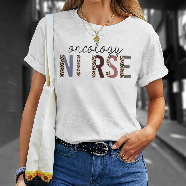 Womens Oncology Nurse Leopard Print Nursing School Women Unisex T-Shirt Gifts for Her