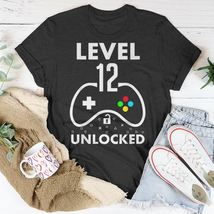 12Th Birthday Level 12 Unlocked Video Gamer Birthday Unisex T-Shirt Funny Gifts