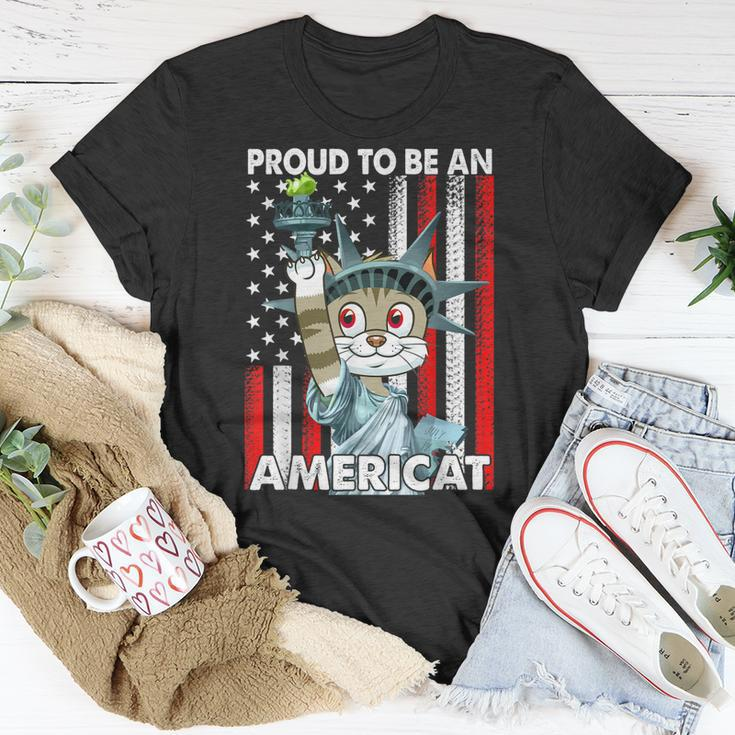 4Th Of July Proud To Be An Americat Us American Flag Cat Unisex T-Shirt Funny Gifts