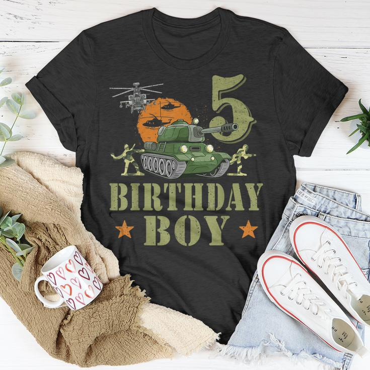 5 Year Old Birthday Boy Army Party 5Th Birthday Camo Unisex T-Shirt Funny Gifts