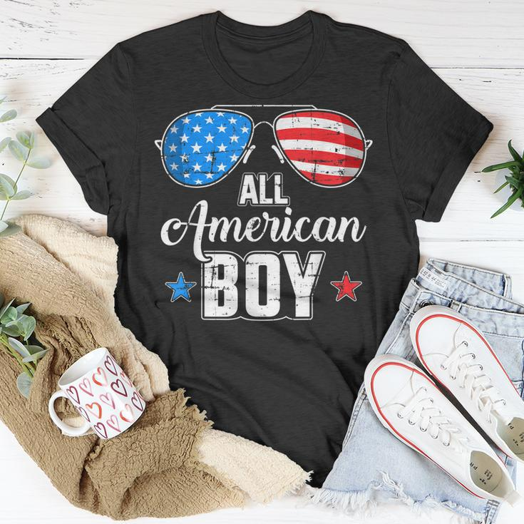 All American Boy Us Flag Sunglasses For Matching 4Th Of July Unisex T-Shirt Unique Gifts