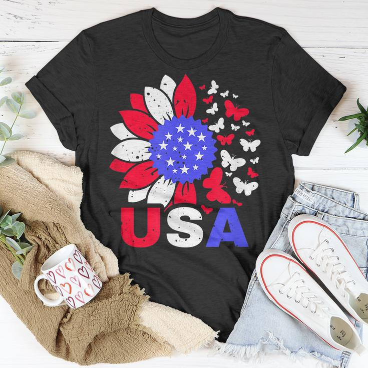 American Flag 4Th Of July Proud Usa Flower Girl Unisex T-Shirt Funny Gifts