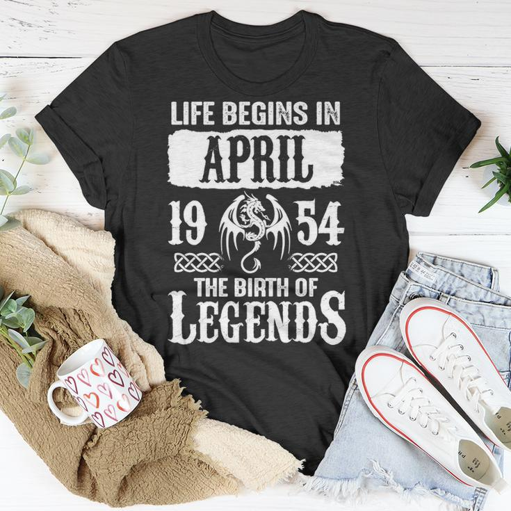April 1954 Birthday Life Begins In April 1954 T-Shirt Funny Gifts