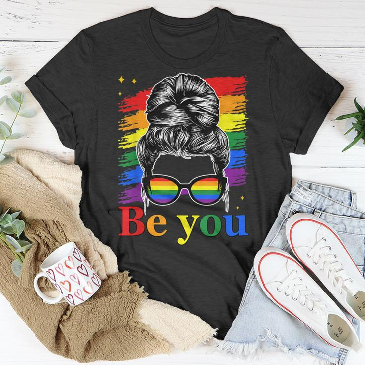 Be You Pride Lgbtq Gay Lgbt Ally Rainbow Flag Woman Face Unisex T-Shirt Unique Gifts