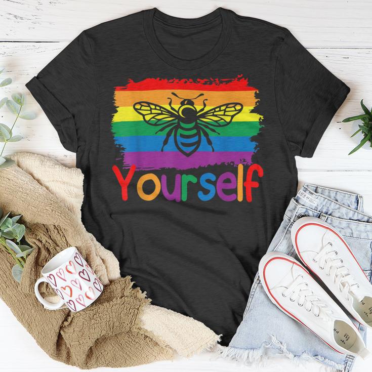 Bee Bee Bee Yourself Butterfly Gay Pride Lgbtq Funny Rainbow Bee Bee V4 Unisex T-Shirt Unique Gifts