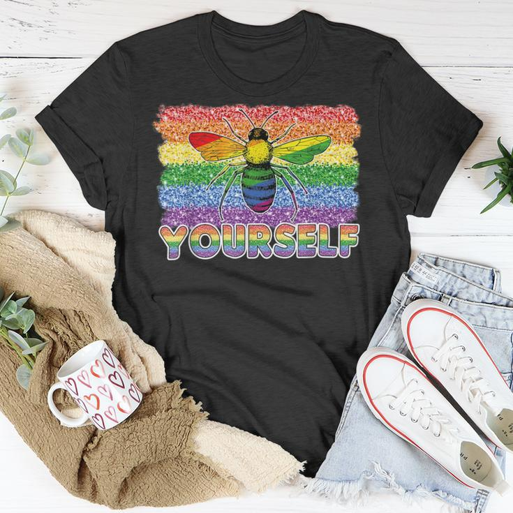 Bee Bee Bee Yourself Butterfly Gay Pride Lgbtq Funny Rainbow Bee V5 Unisex T-Shirt Unique Gifts
