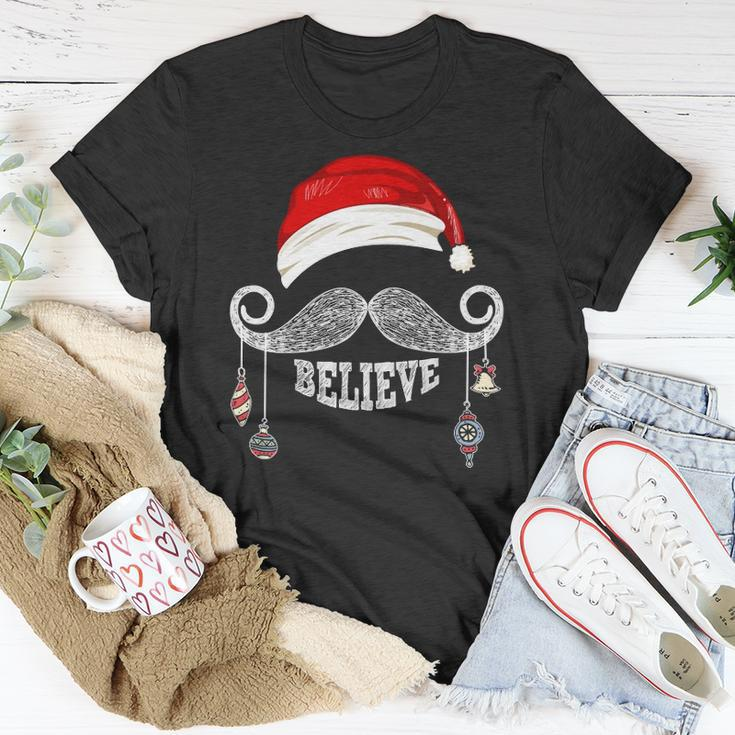 Believe Christmas Santa Mustache With Ornaments - Believe Unisex T-Shirt Unique Gifts