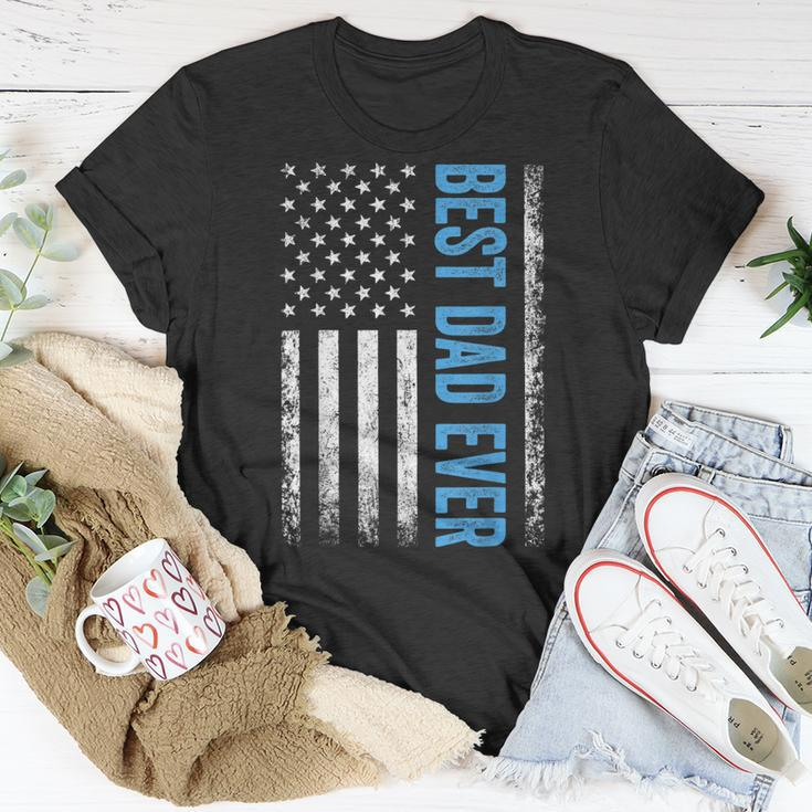 Best Dad Ever Us American Flag Gift For Fathers Day Unisex T-Shirt Unique Gifts