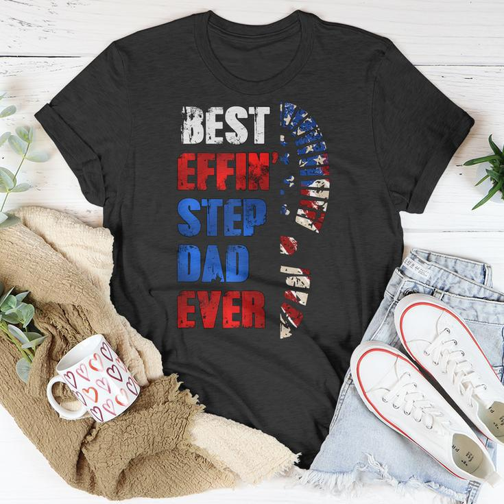 Best Effin’ Step Dad 4Th Of July Ever Shoes Trace Flag Unisex T-Shirt Funny Gifts