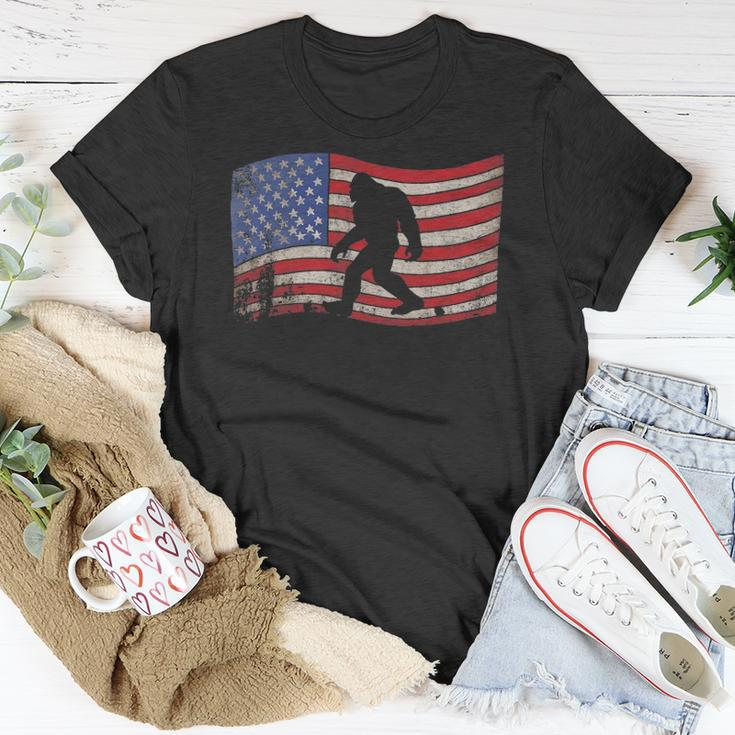 Bigfoot American Flag Sasquatch 4Th July Gift Unisex T-Shirt Unique Gifts