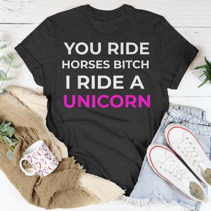 Bitch I Ride A Unicorn Sarcastic Sarcasm Unicorn T-shirt Personalized Gifts