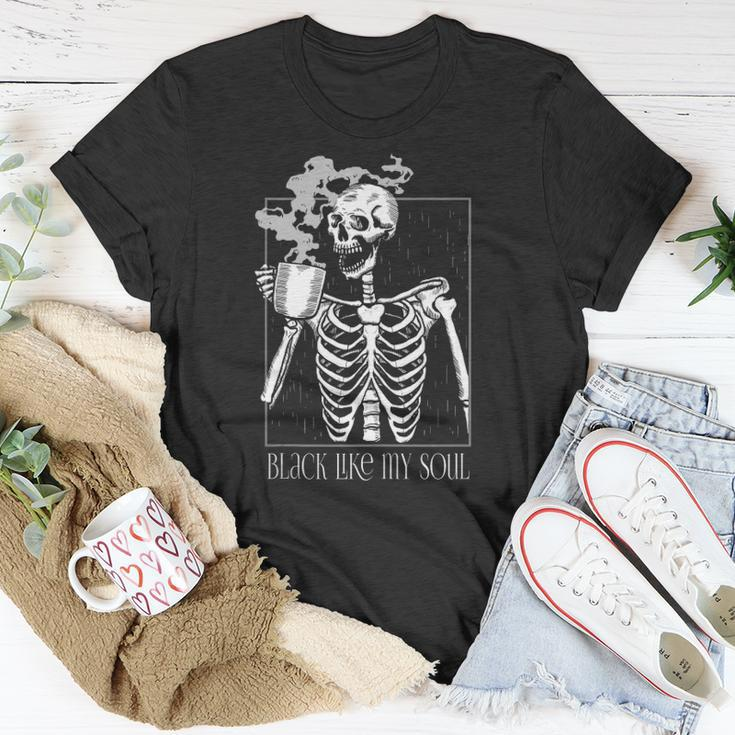 Black Coffee Like My Soul Skeleton Funny Java Or Die Unisex T-Shirt Unique Gifts
