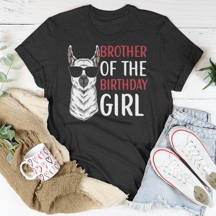 Brother Of The Birthday Girl Matching Birthday Outfit Llama Unisex T-Shirt Unique Gifts
