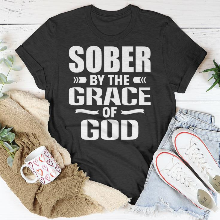 Christian Jesus Religious Saying Sober By The Grace Of God Unisex T-Shirt Unique Gifts