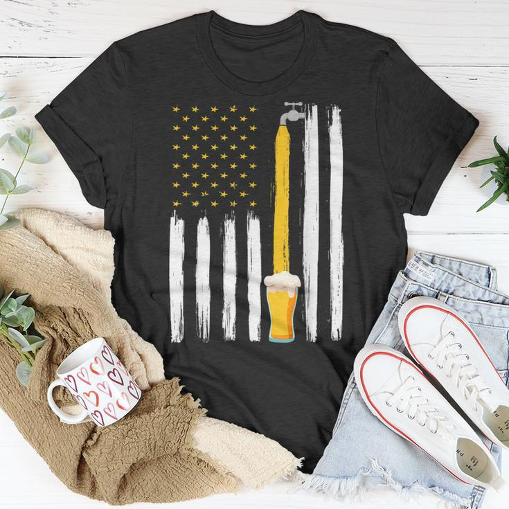 Crafts Beer American Flag Usa 4Th July Brewery Alcohol Lover Unisex T-Shirt Funny Gifts