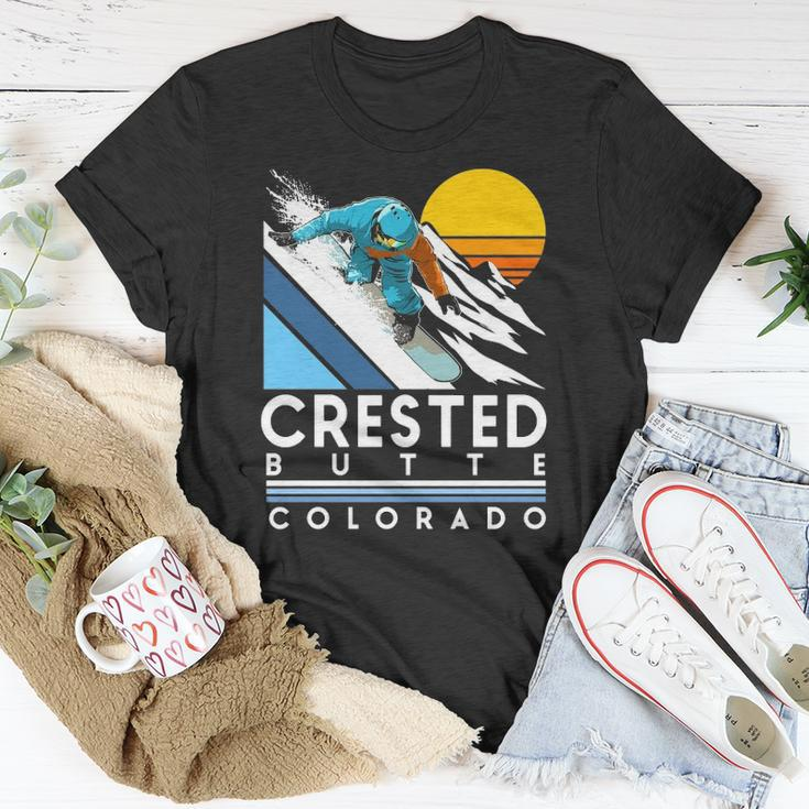 Crested Butte Colorado Retro Snowboard Unisex T-Shirt Unique Gifts