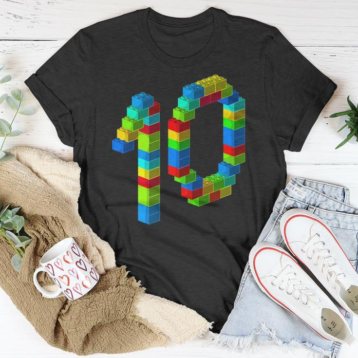 Cute Block Building 10Th Birthday Gift 10 Years Old Boy Girl V2 Unisex T-Shirt Unique Gifts