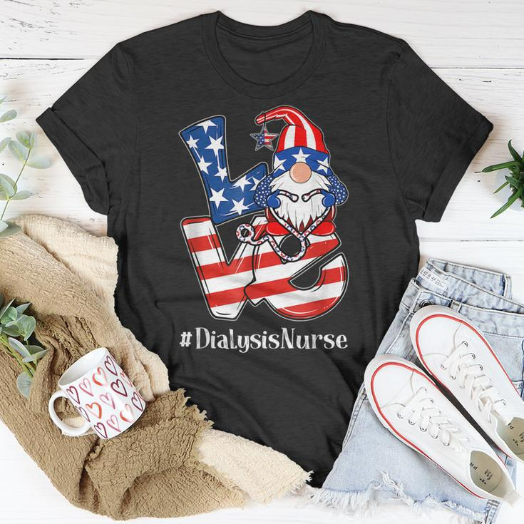 Dialysis Nurse 4Th Of July Love Gnome Dialysis Nurse Love Unisex T-Shirt Funny Gifts