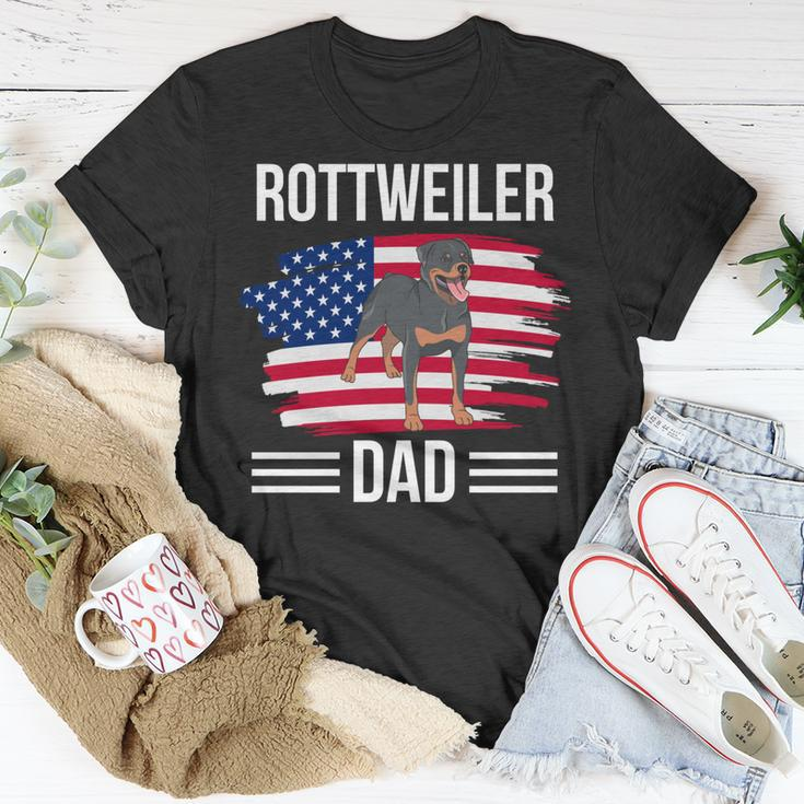 Dog Owner Us Flag 4Th Of July Fathers Day Rottweiler Dad Unisex T-Shirt Funny Gifts