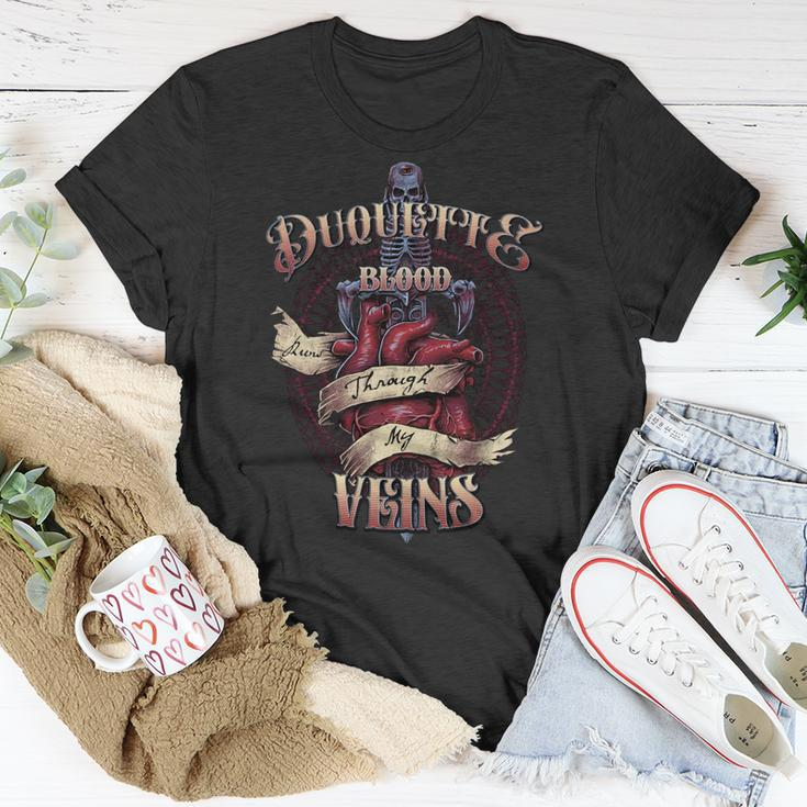 Duquette Blood Runs Through My Veins Name Unisex T-Shirt Unique Gifts