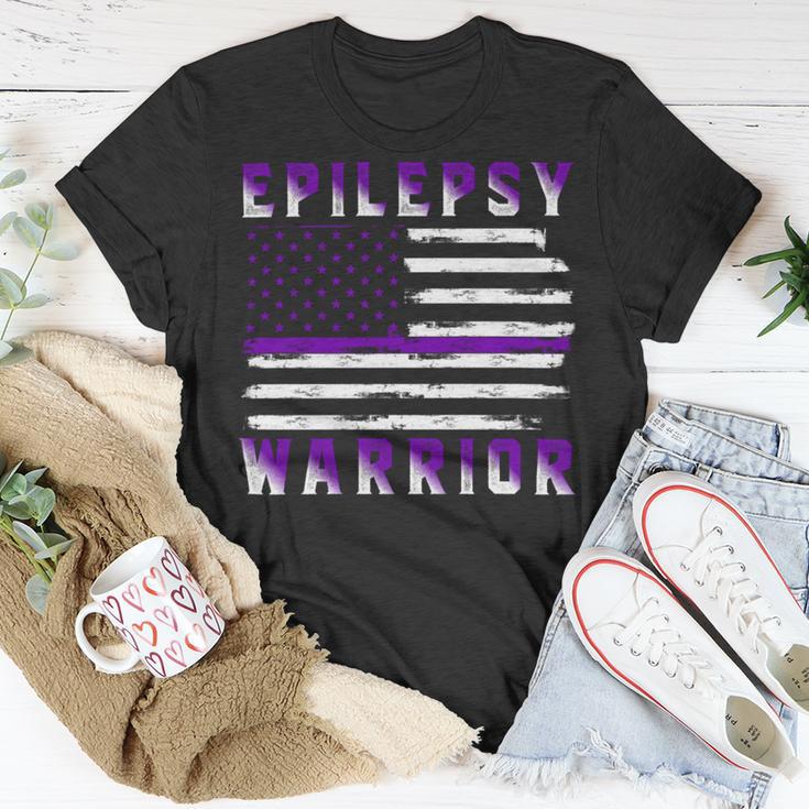 Epilepsy Warrior Usa Flag United States Flag Epilepsy Epilepsy Awareness Unisex T-Shirt Funny Gifts