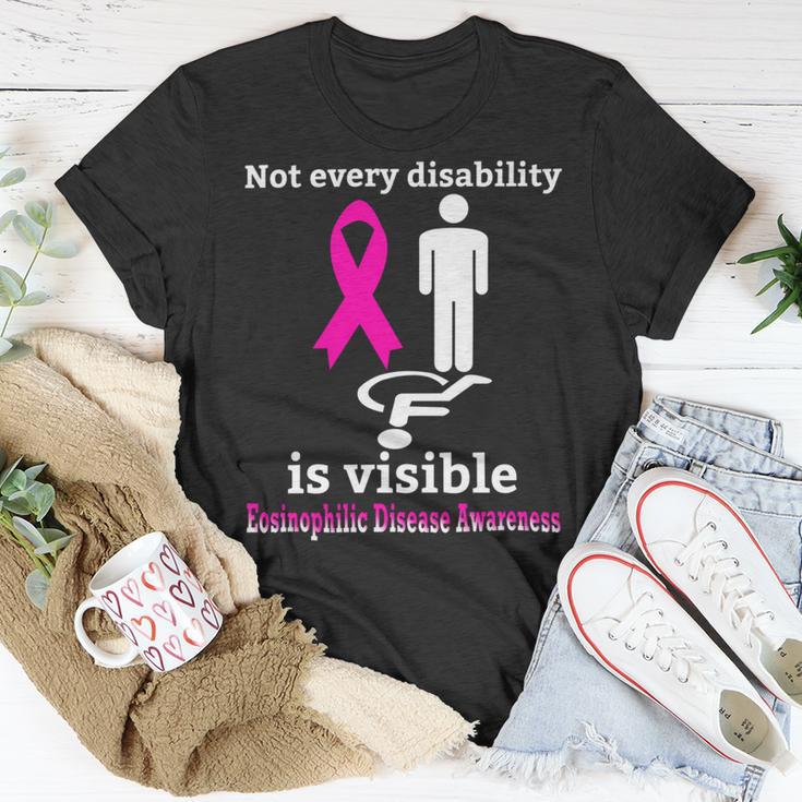 Every Disability Is Visible Eosinophilic Disease Awareness Pink Ribbon Eosinophilic Disease Eosinophilic Disease Awareness Unisex T-Shirt Funny Gifts