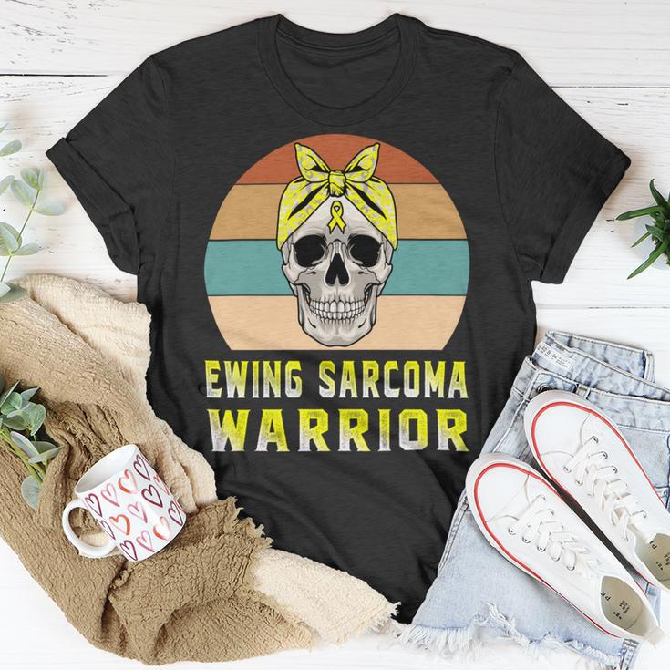 Ewings Sarcoma Warrior Skull Women Vintage Yellow Ribbon Ewings Sarcoma Ewings Sarcoma Awareness Unisex T-Shirt Unique Gifts