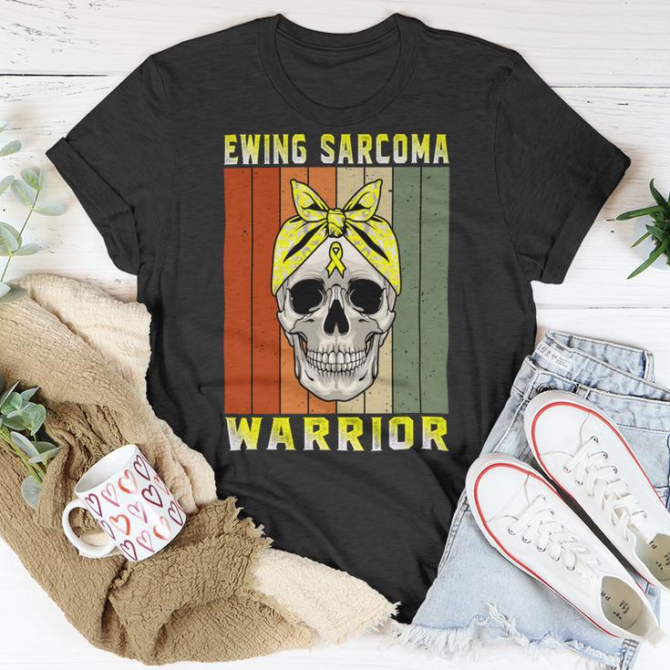 Ewings Sarcoma Warrior Skull Women Vintage Yellow Ribbon Ewings Sarcoma Ewings Sarcoma Awareness Unisex T-Shirt Funny Gifts