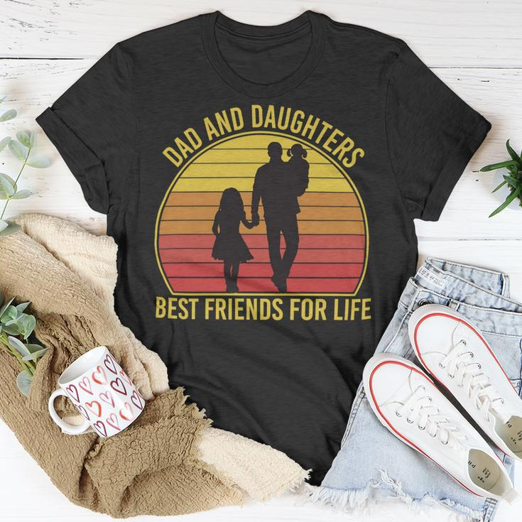 Father Grandpa Dad And Daughters Best Friends For Life Vintage137 Family Dad Unisex T-Shirt Unique Gifts