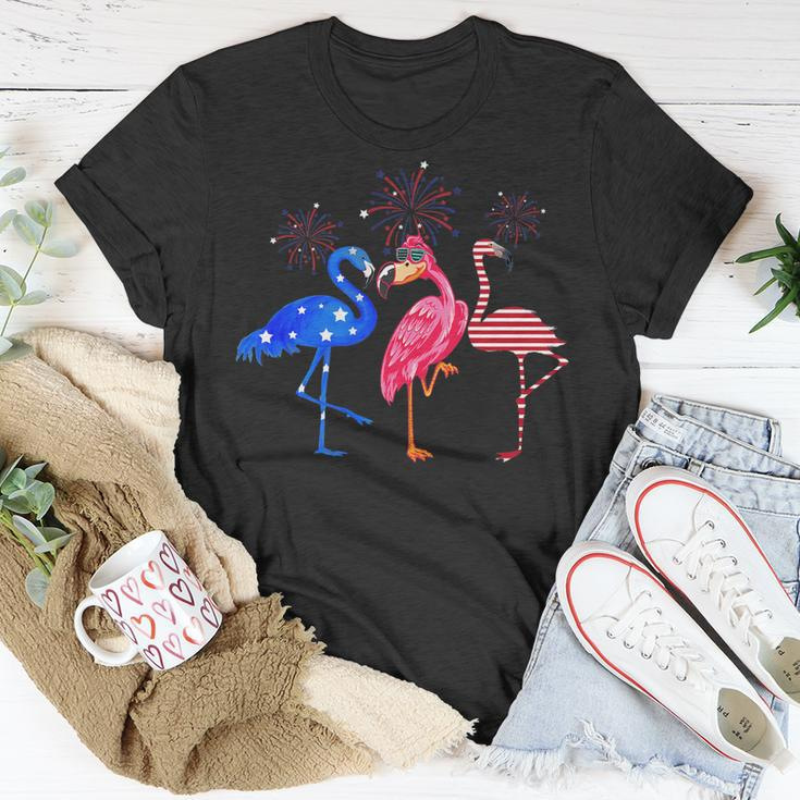 Flamingos Usa Flag 4Th Of July Independence Day Patriotic Unisex T-Shirt Funny Gifts