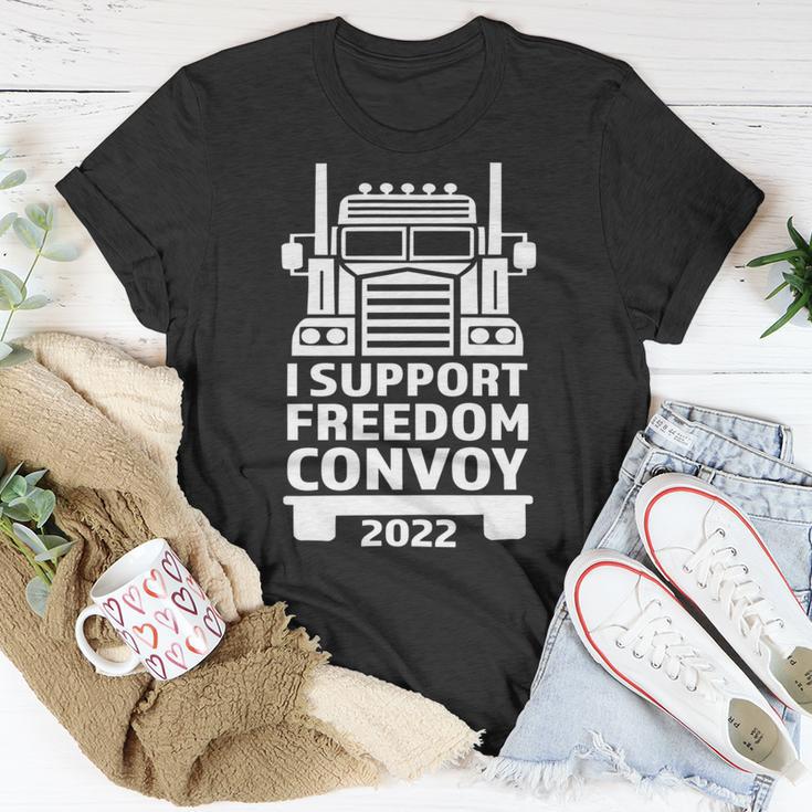 Freedom Convoy 2022 In Support Of Truckers Mandate Freedom Unisex T-Shirt Funny Gifts