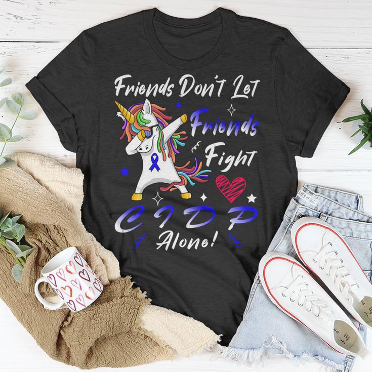 Friends Dont Let Friends Fight Chronic Inflammatory Demyelinating Polyneuropathy Cidp Alone Unicorn Blue Ribbon Cidp Support Cidp Awareness V2 Unisex T-Shirt Funny Gifts