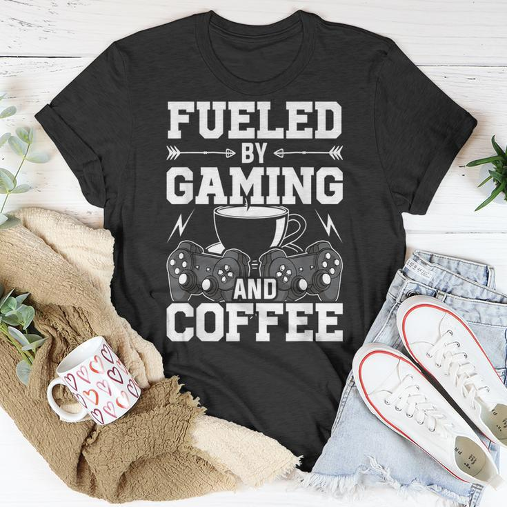 Fueled By Gaming And Coffee Video Gamer Gaming Unisex T-Shirt Funny Gifts