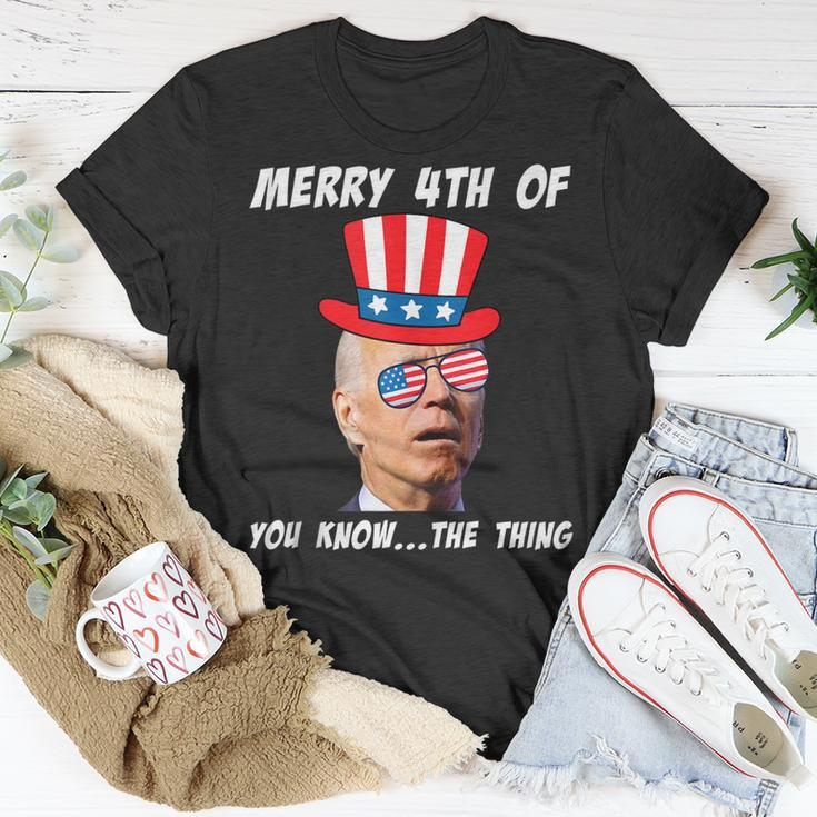 Funny Biden Merry 4Th Of You Know The Thing Anti Joe Biden Unisex T-Shirt Unique Gifts