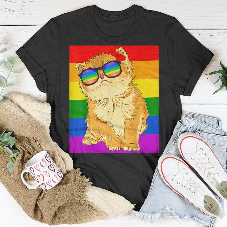 Funny Cat Lgbt Gay Rainbow Pride Flag Boys Men Girls Women Unisex T-Shirt Unique Gifts
