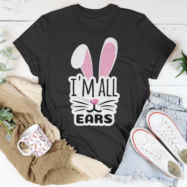 Funny Cute Pink Bunny Im All Ears Rabbit Happy Easter Day Gift For Girls Women Mom Mommy Family Birthday Holiday Christmas Unisex T-Shirt Funny Gifts