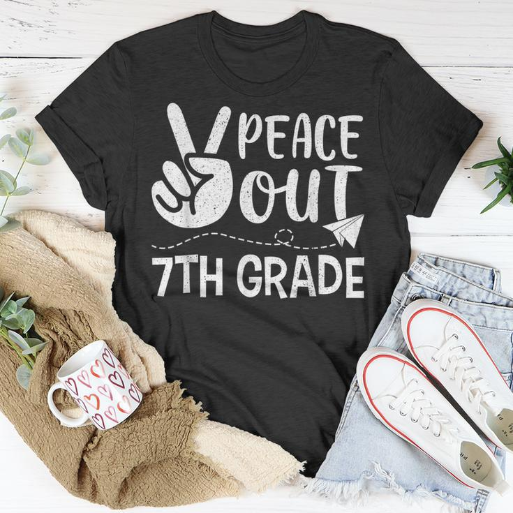 Happy Last Day Of School Retro Peace Out 7Th Grade Unisex T-Shirt Unique Gifts